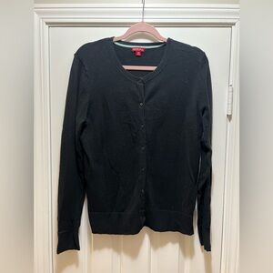 Merona Black Cardigan L Button Front Lightweight Work Office Sweater Basic Black
